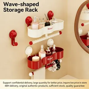 Wall-Mounted Storage Basket for The Bathroom, Designed for Various Uses, Featuring Suction Cups for Holding Hair Additions And Toiletries, a Modern Organizer, Shelf Baskets