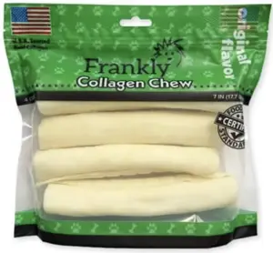 Frankly Pet Collagen Chew Bones for Dogs - 4 Pack 7 Inch Rawhide Rolls - Natural Beef Collagen - Tasty & Beneficial Treats - U.S.A Made - Prevents Destructive Chewing - Long Lasting
