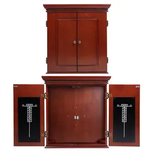 Professional Solid Wood Dartboard Cabinet with Dart Scoreboard (Premium Brown)