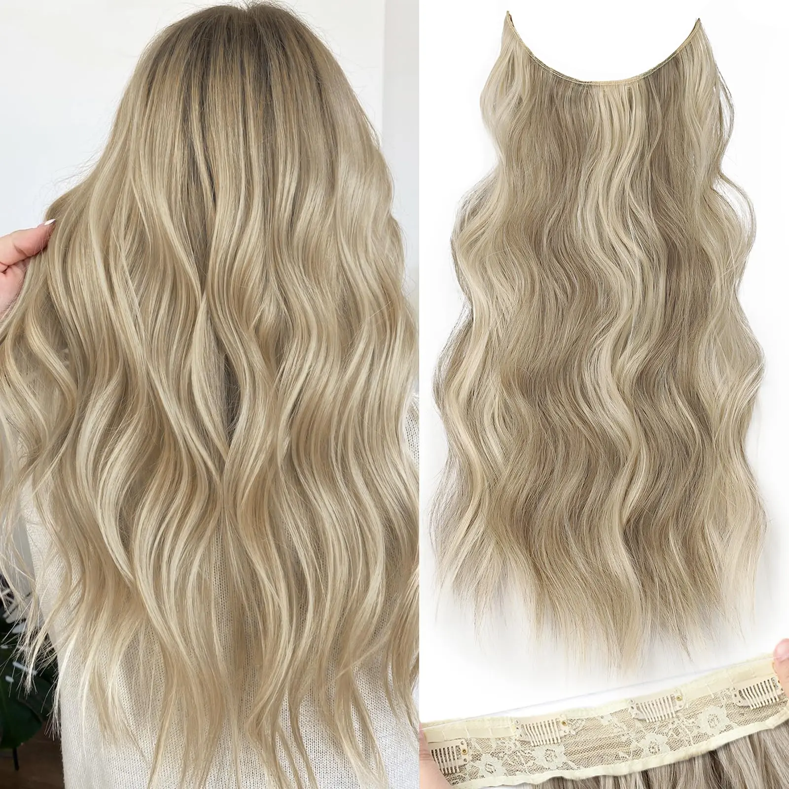20inch-Ash Brown mix Platinum Blonde