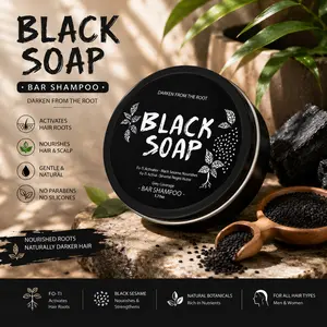 Black Hair Soap Bar with Butanediol – Nourishing, Moisturizing, Brightening & Repairing Hair Cleanser, Grey Coverage Shampoo Bar for Healthy, Comfortable Hair Care