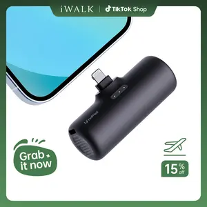 iWALK 4500mAh Mini Portable Charger Upgraded 15W Power Bank with Built-in Lightning Plug Compatible with iPhone 14/13/12/11/8/7/X Series AirPods Black Connector Durable Compact Travel Gadget - Charging Wireless