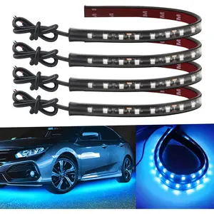 Car Led Strip Lights 32CM Waterproof Led Light Strips for Cars Motorcycles Golf Cart Interior & Exterior Marine Boat Ice Blue Led Strip 12V 5050 18SMD,Pack of 4