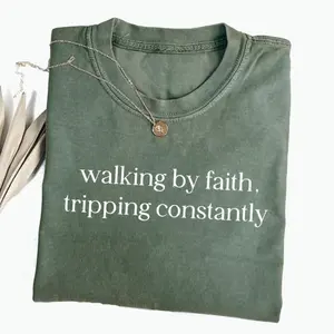 Walking By Faith Tripping Constantly T-shirt, Christian Bible Verse Graphic Tee, Religious Apparel, Faith Shirt