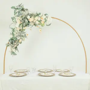 Gold Metal Over-The-Table Rod Stand with Clamps, Round Top Balloon Arch Flower Stand for Wedding and Party Decorations - 4ftx6ft