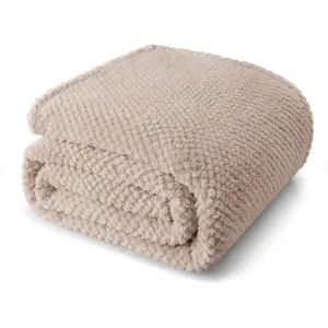 King Size Fuzzy for, 90x104 Inch Fluffy Warm Jacquard Blankets for, Lightweight and, Camel