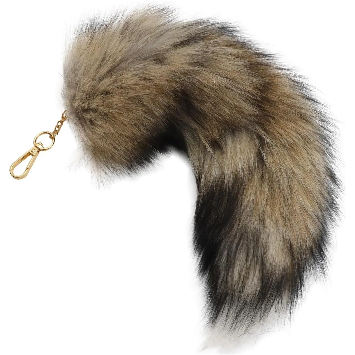 Synthetic Faux Fur Therian Fox-Wolf Tail Keychain with Clip, Atiofiber 15.75in Role Play Charm for Halloween Cosplay, Sports & Outdoor Trophies/Medals/Awards Handbag Accessory