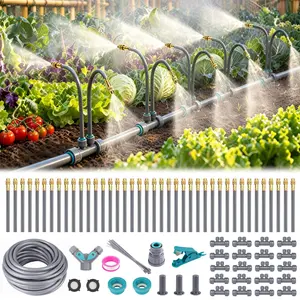 66 FT/39FT Garden Mister System, Impact Sprinkler, Automatic Garden Watering System with 360-degree Bending Dropper Atomizing Copper Nozzle, Drip Irrigation System for outdoor Garden, Greenhouse, Yard, Lawn, Plant