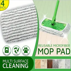 4 Pack of Reusable Mop Pad, Heavy Duty Scrubby Microfiber Mop, Compatible with Swiffer Sweeper, Cover Multi-Surface Cleaning Wet Dry Refills Household Items