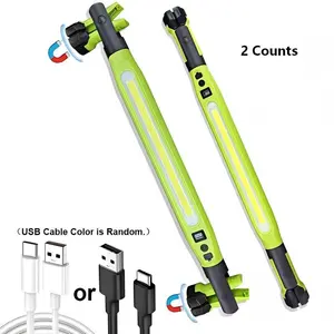 2-Pack High-Lumen Rechargeable LED Work Lights, Multiple Lighting Modes, Magnetic Rotatable Base, Hooked Portable Lamp, Car Emergency USB Rechargeable Flashlight, Handheld Led Flashlight, Rechargeable Led Flashlights