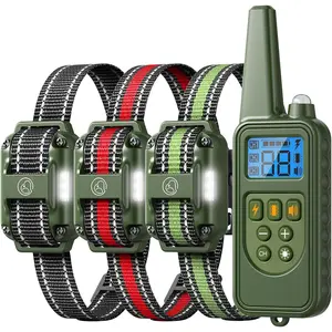 Dog Training Collar with Remote, Rechargeable IPX7 Waterproof for All Breeds Sizes, 4 Training Modes Beep, 2600FT Range, Shake, Safe Shock, LED Light, withThree Receiver Collars for 3 Dogs