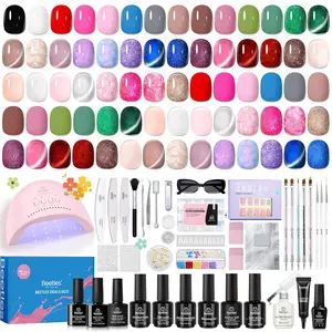 Beetles Gel Nail Polish  Kit with U V Light - Gift Box Wild Gleam Collection 36Colors Nail Polish  75Pcs for Women Girls Gel & Top Base Coat with Brushes & False Nails Tip Must Have Salon at Home Starter Kit Mother's Day gift Spring Nail Taste of Spring