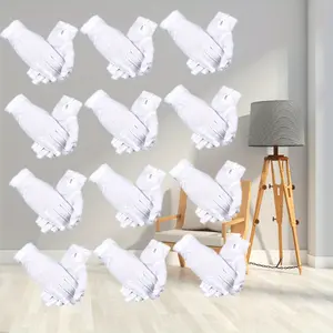 12 Pairs Breathable White Gloves, Unisex Uniform Costume Spandex Nylon Fashion Accessories, Suitable for Police Server Funeral Formal Tuxedo Guard