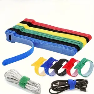 10-pack Velcro cable ties - ideal for organizing data cables, earphone wires, and other electrical cords in Living Room. Durable nylon self-adhesive straps for efficient office supplies organization. Suitable for routing computer cables and routers Home