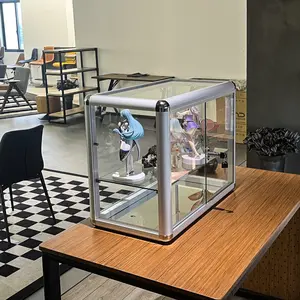 (High end and high-quality)Tempered Glass Counter Top Display Showcase with Sliding Glass Door and Lock,Standard Aluminum Framing with Sliding Glass Door and Lock-display cabinet