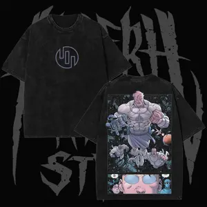 Retro Viltrum Empire Conquest Inspired Graphic T-Shirt – Cosmic Invincible Villain Comic Tee, Vintage Washed Black Cotton Shirt, Unisex Streetwear Front & Back Print, Gift for Fan, Gift for Him