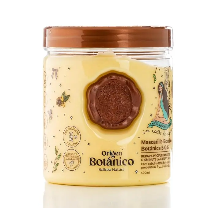 Origen Botanico Mascarilla Bomba Botánica SOS Mascarilla Para Reparación Intensa Y Crecimiento Del Cabello Con Colágeno Biotina Aceites Naturales Ritual Botánico Anti Frizz Tratamiento Acondicionador