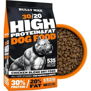 Dry Dog Food, Chicken Flavor, 5lb Bag, High Protein and Fat Formula with 535 Calories Per Cup, Supports Muscle Growth and Weight Gain, For Puppies and Adult Dogs, Small and Large Breeds