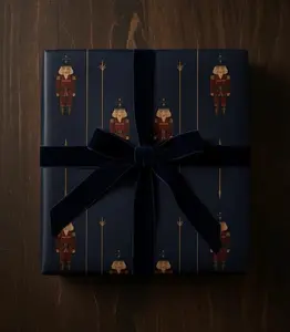 Nutcracker Christmas Wrapping Paper Navy & Red Luxury Gift Wrap Classic Vintage Heritage Inspired