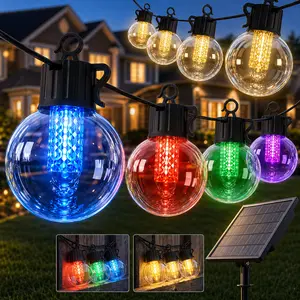 Avatar Controls 50FT Solar Outdoor String Lights, 25 Shatterproof G40 Globe Bulbs, Waterproof RGB Light, RGB Multicolored & Warm White, 8 Modes, Timer, Porch Decor for Backyard, Garden summergarden
