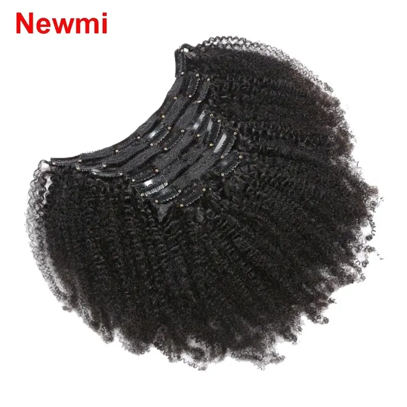 New Afro Kinky Curly Clip in Hair Extensions Human Hair 12A Brazilian Virgin Hair Clip Ins 8pcs 110g/set Natural Black