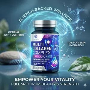 Multi Collagen Peptides Healthcare Supplement for Hair, Nail, Skin - Grass-Fed, Hydrolyzed Type I,II,III,V,X Collagen Capsules - Bone & Joint Support for Women & Men, Non-GMO - 60 Count