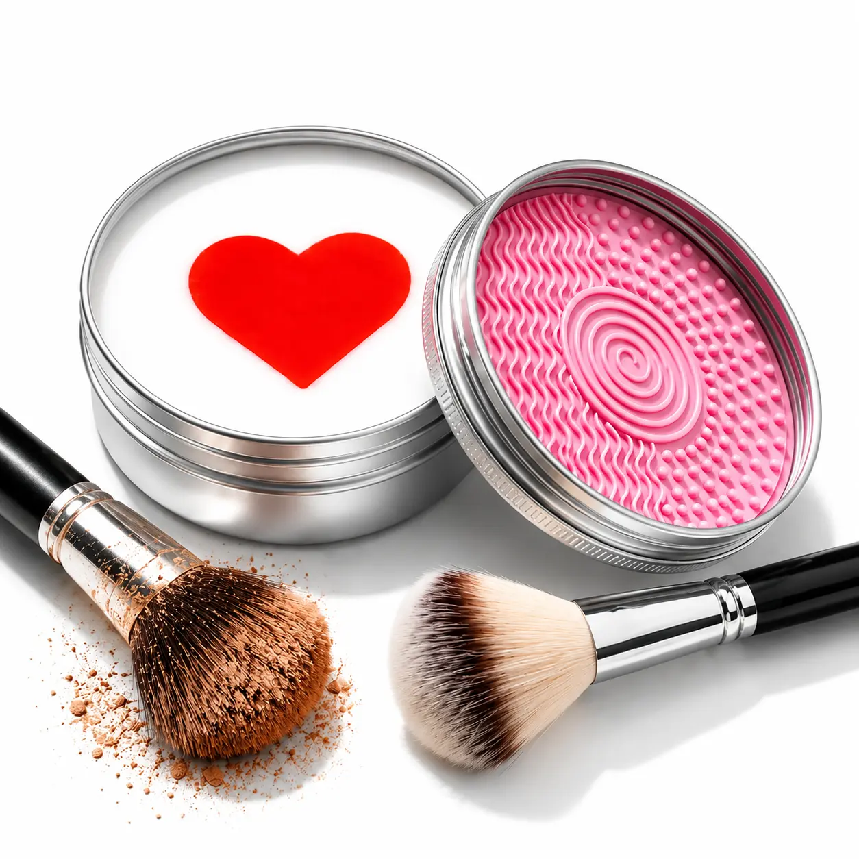 Makeup Brush Cleaner Soap, with Silicone Pad, 3.53oz(100g), Solid Cleaner for Synthetic & Natural Brushes & Sponges, Deep Cleans Waterproof Makeup,Cruelty-Free,Heart Shape