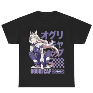 Oguri Cap Uma Musume Vintage Oversized T-Shirt – Washed Purple Streetwear Graphic Tee | Anime Racing Collector Drop Casual Menswear Fashion Stylish Round Neck Tropical Tops