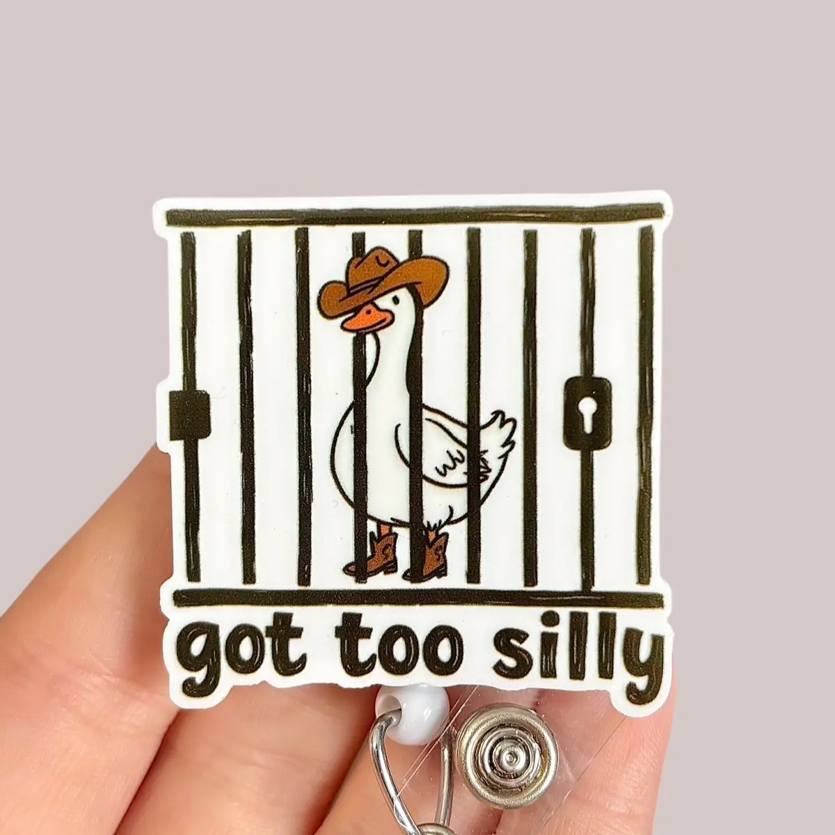 Glitter My Badge Silly goose funny badge reel for nurse and hospital workers. Badge clip Badge pull - Retractable swivel clip with a 360 rotation. Great gift for coworker.