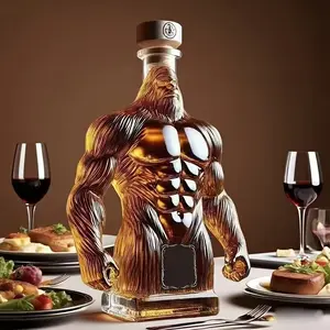 Personalized macho shape transparent glass bottle, high borosilicate gorilla whisky ornament