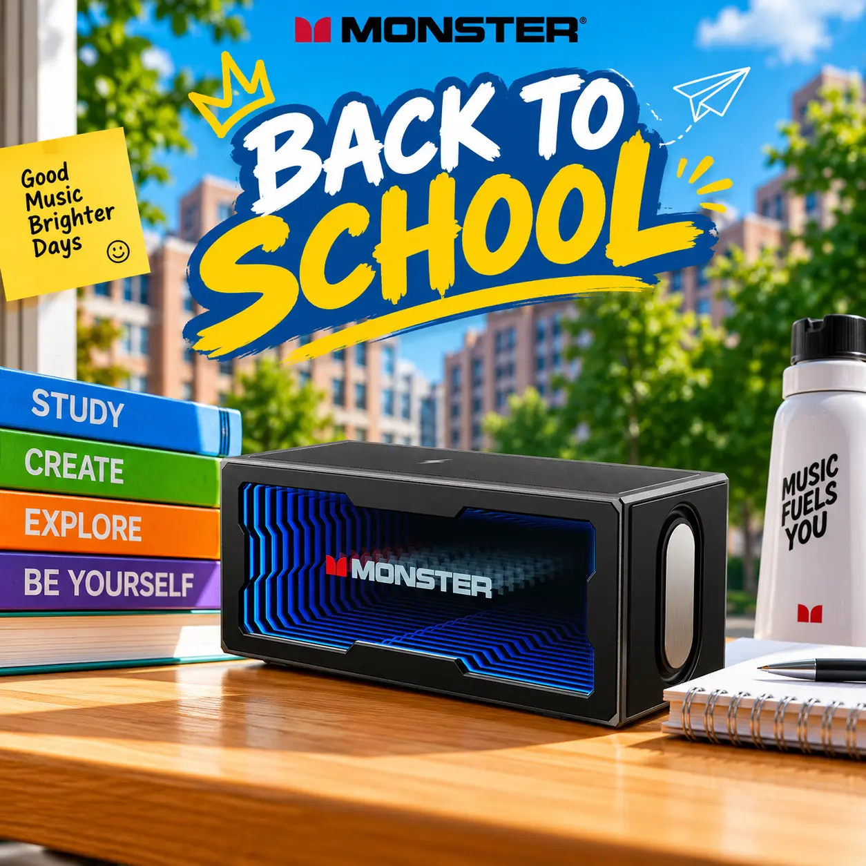 Monster Portable Bluetooth 6.0 Speaker - 40W Stereo, 3D LED Show, Adjustable Cordless Wireless Charge, Hands-Free Calls, USB/AUX/TF Card, Cool Gadgets for Watch Party & Home, Gift Idea for Men - TikTokShopBackToSchool Deals For You Days