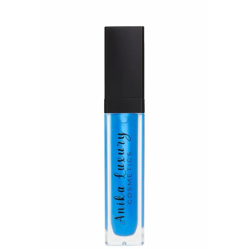 Anika Luxury Cosmetics Blue Dream Lipgloss with LED Light & Mirror Coconut Vanilla Scented Blue Lip Gloss Glossy for Enhanced Application