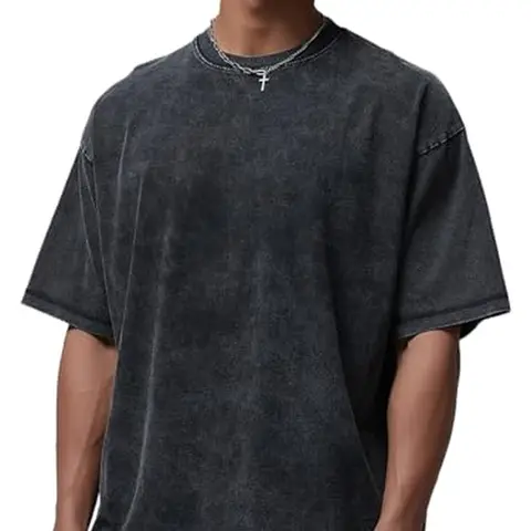 Men's Oversized Crew Neck Cotton T-Shirt - Menswear, Machine Washable, S-XXL, Grey, Plain, Custom Funny Vintage Basic, Sporty Chic Roomier Fit, Short Sleeve Summer Athletic Casual Streetwear Tops, Custom Print OOTD Ready