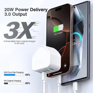 MaX 40W Output Slim Charging Blocks, USB C Wall charger, 3X Power Charger for Apple Watch, 4-in-1 Portable Fast Charger,Multiport Fast Charging Brick PD Power Adapter for  iWatch Ultra/10/9/8/7/6, iPhone 17/16/15 Pro Max, iPad, and Galaxy Series, 2 Pack
