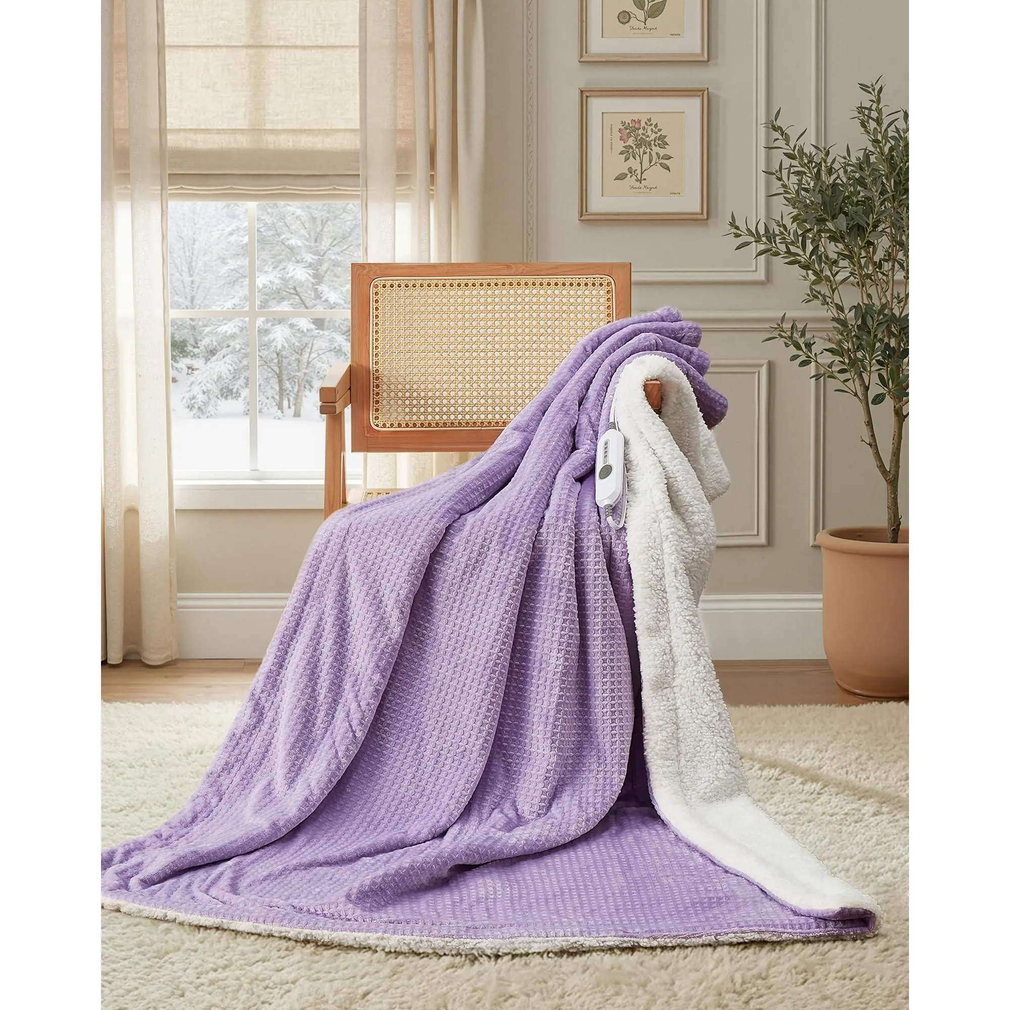 TROPOW Heatable Dual Control Electric Blanket (90"x100") - 260gsm Cloud Soft Milk Velvet, 4 Heat Settings, 6ft Power Cord, Rapid Consistent Warmth, Auto Off, ETL Certified, Machine Washable for Bed, Couch, Expanded Coverage