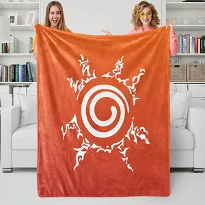Anime Naruto Soft Flannel Blanket with Uchiha Clan Sealing Pattern and Sealing Technique Print, Exclusive for Naruto Fans, Bedroom and Sofa Skin-Friendly Nap Flannel Blanket, Birthday and Holiday Gift Blanket for Anime Enthusiasts