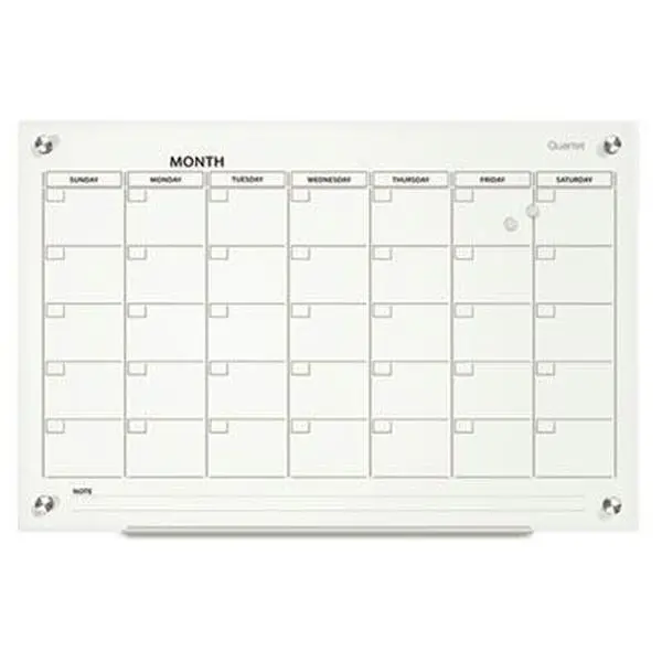 212 MAIN Infinity Magnetic Glass Calendar Board - Frameless Dry-Erase Monthly Wall Board, Reusable Wall Planner, Durable Office Organization Whiteboard with Clean Erasing