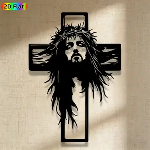 1pc Avant-Garde Jesus on Cross Metal Wall Art, Avant-Garde Jesus on Cross Statue Mural, Iron Craft, Perfect for Indoor/Outdoor, Home, Office Decor, Highquality Engraving, Intricate Craftsmanship, Easter Decor, Ideal Gift for Religious Believers