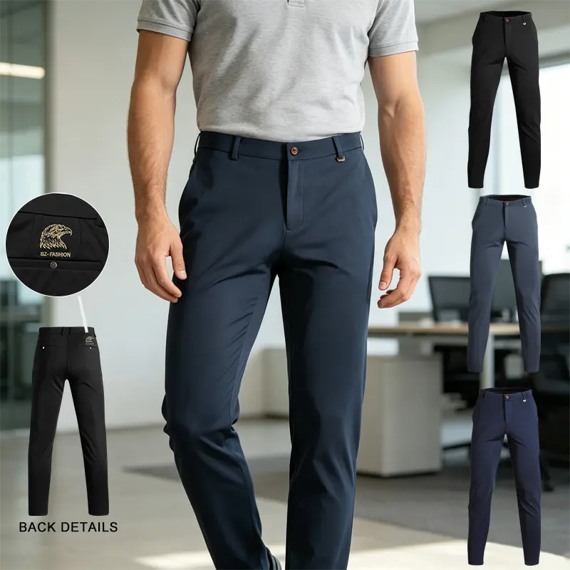 Men’s Tailored Casual Straight-Leg Trousers, Slightly Stretchy Comfortable Fabric, Printed Design, Versatile Summer Commuter Long Pants for Business Settings, Trouser