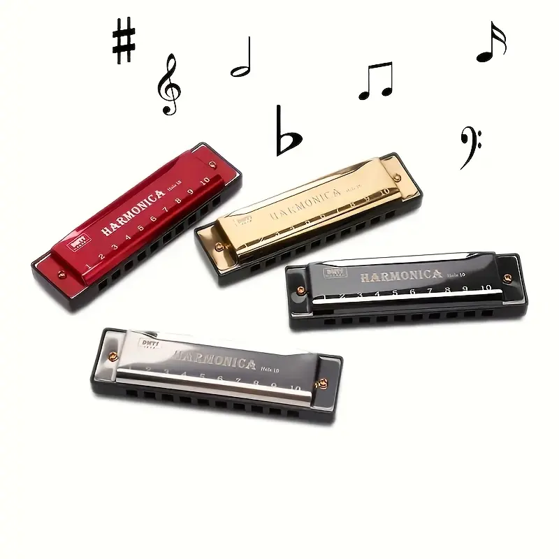 Beginner Harmonica - 10-Hole C Key Professional Blues Harmonica, Comes with a Harmonica Case, Cleaning Cloth, And Manual, Perfect for Beginners, Adults, And Professionals As a Joyful Gift for Eid, Musical Instruments