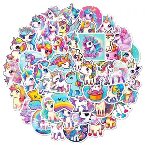 50 Unicorn Graffiti Stickers, Waterproof Luggage Cup Computer Decals, Decorative Vinyl Labels for Bags & Cups, Unique Design