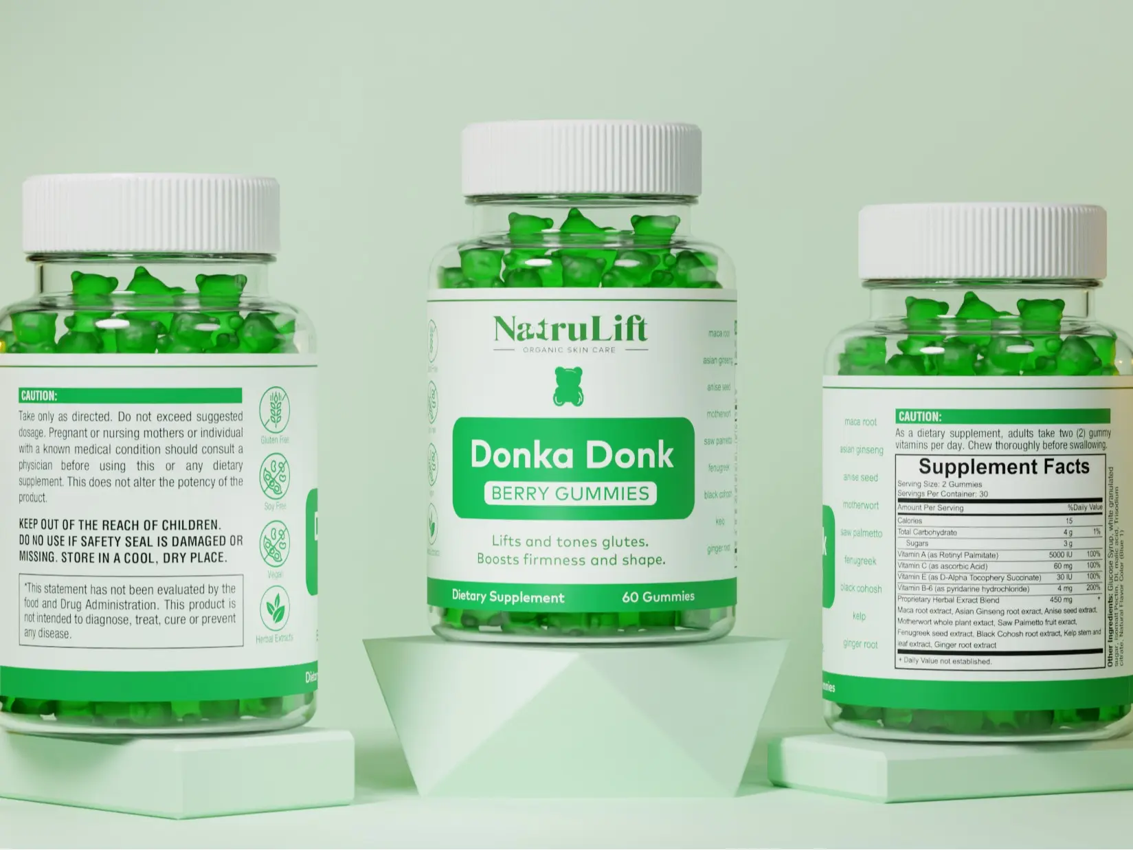 NatruLift Donka Donk Gummies - Peach Gains - Workout Aid - Women's Support Supplement - Essential Herbs - Multivitamins