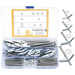 123pcs Toggle Bolt and Wing Nut Kit, Heavy Duty Hollow Wall Anchors for Drywall, Toggle Bolts and Wing Nut Set, Round Head Toggle Wing Nut Bolt Butterfly Anchors for Hanging Heavy Items