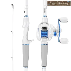 Centron Lite Casting Rod and Reel Combo, IM6 Graphite 2Pc Blanks, Stainless Steel Guides with Ceramic Rings, Contoured EVA Handles & Fighting Butt, Split or Full Rear Handle Design, 10 Models Kastking SummerVibes