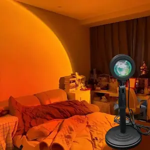 USB Powered Sunset Projection Night Light, 16 Color Changing LED Strip with Remote Control, Indoor Atmosphere Lamp for Photography, Selfie, Live Streaming, Party, Home Decor