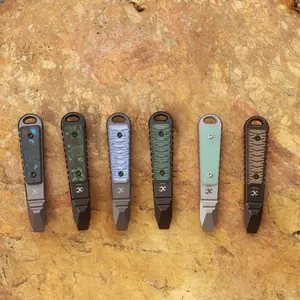 Kansept EDC Tool Kursor  (Blackwash/Plain/Gray Anodized) Titanium+Jungle Wear/Arctic Storm Fatcarbon/（Green Micarta/Blue Micarta/Jade G10/Bronze Anodized Titanium ) with Tsukamaki-Inspired with Tsukamaki-Inspired// Koch Tools Designed—G015Series