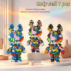 Multicolor 3D Puzzle Bear Building Blocks, Home Office Decor, Party Decoration, Ideal Gift, Handmade Craft, Lightweight Statue, Collectible, Model Building Blocks
