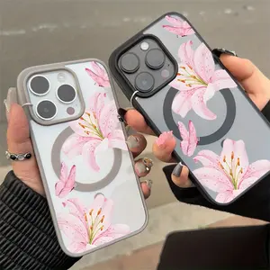 Phone Case - Pink Flowers And Butterfly Phone Case, Supports Wireless Charging, Anti-Drop, Skin-Friendly Case,Suitable for a variety of iPhone models, from 17 series to 11 series, and x series