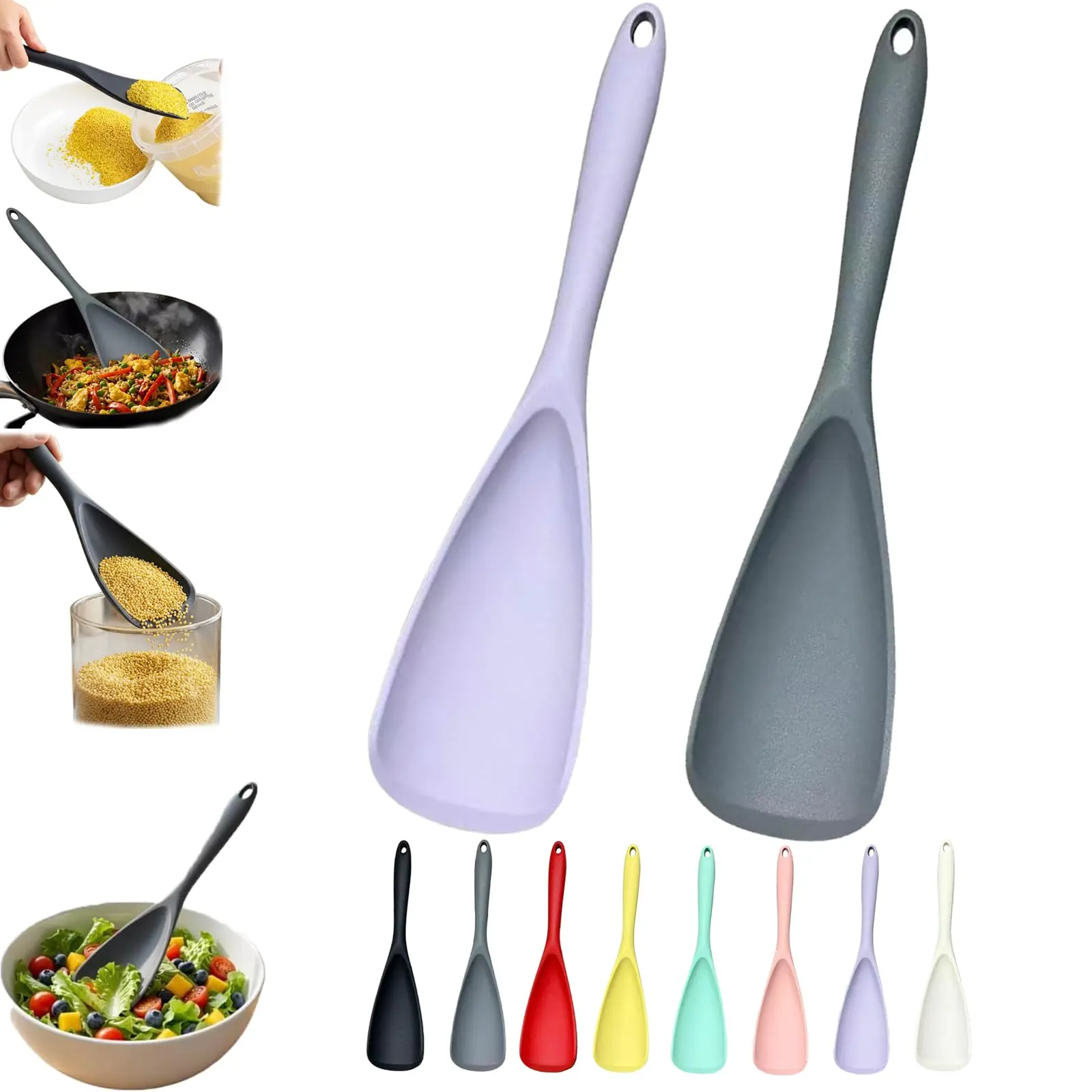 Pack of 2 Cooking Spoons for Non stick Cookware, Multifunction Spatula Spoon BPA-Free, One-Piece Design, Suitable for Scooping, Scraping, Serving and Mixing