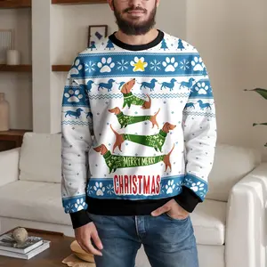 Merry Merry Christmas Dachshund Ugly Sweater, Funny Wiener Dog Tree Xmas Sweatshirt, Cute Sausage Dog Ugly Sweater Gift For Pet Lovers OLK79N